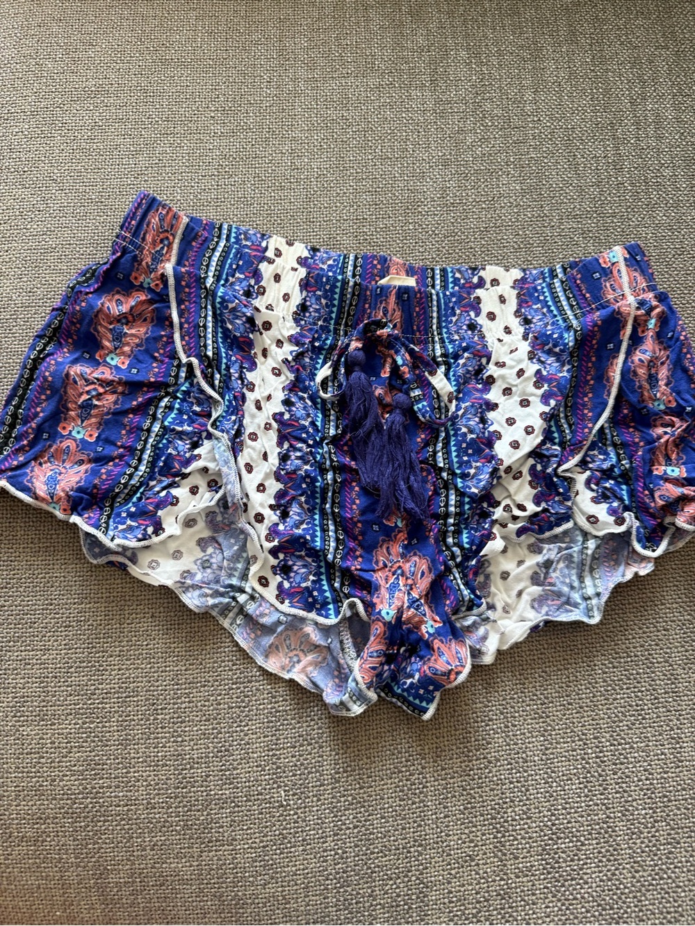 Urban Outfitters Me to We Blue Purple Floral Boho Elastic Lounge Shorts Size S